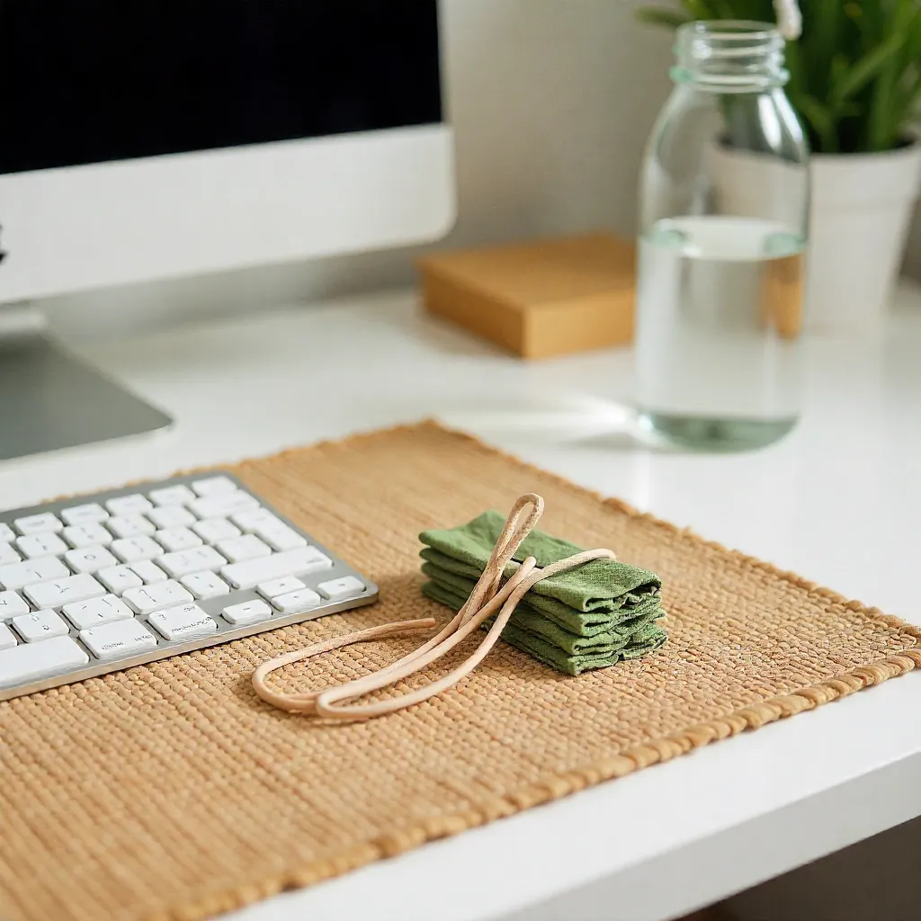 Sustainable workspace showing eco-friendly organization